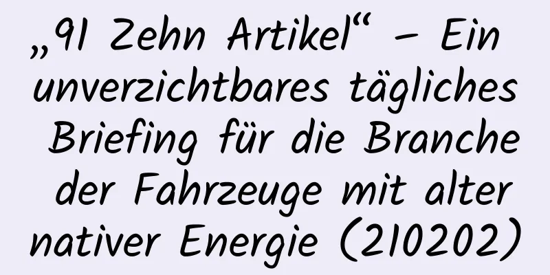 „91 Zehn Artikel“ – Ein unverzichtbares tägliches Briefing für die Branche der Fahrzeuge mit alternativer Energie (210202)