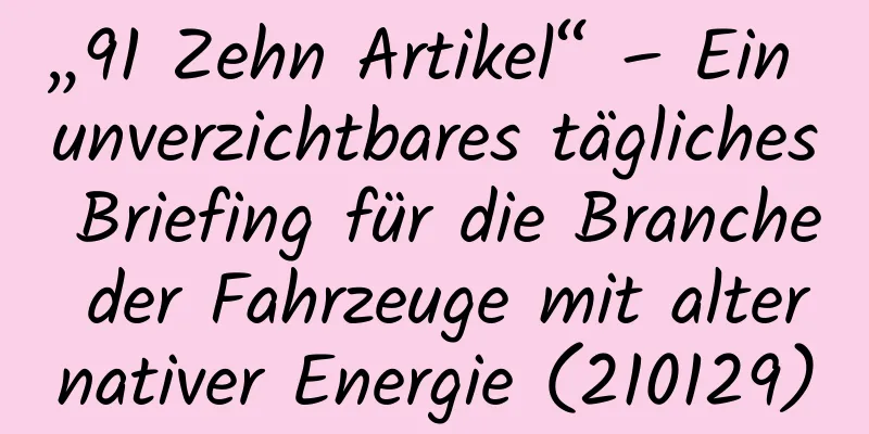 „91 Zehn Artikel“ – Ein unverzichtbares tägliches Briefing für die Branche der Fahrzeuge mit alternativer Energie (210129)