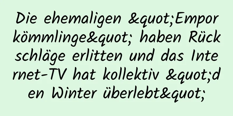 Die ehemaligen "Emporkömmlinge" haben Rückschläge erlitten und das Internet-TV hat kollektiv "den Winter überlebt"