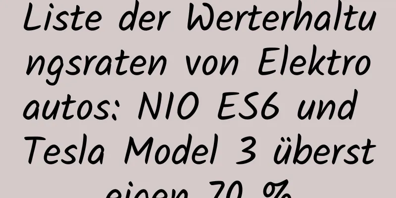 Liste der Werterhaltungsraten von Elektroautos: NIO ES6 und Tesla Model 3 übersteigen 70 %