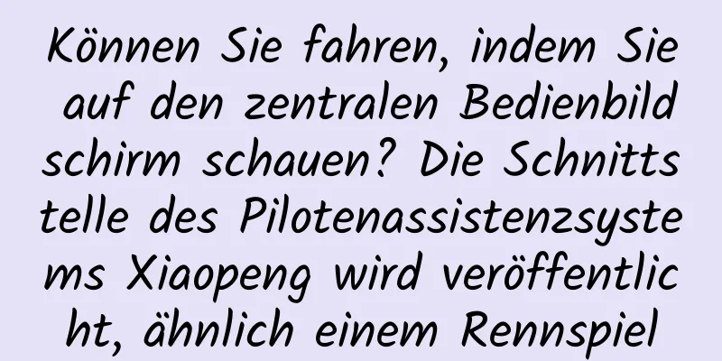 Können Sie fahren, indem Sie auf den zentralen Bedienbildschirm schauen? Die Schnittstelle des Pilotenassistenzsystems Xiaopeng wird veröffentlicht, ähnlich einem Rennspiel