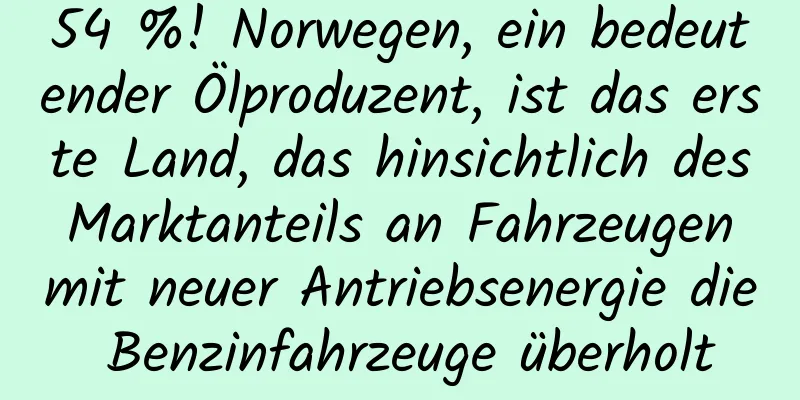54 %! Norwegen, ein bedeutender Ölproduzent, ist das erste Land, das hinsichtlich des Marktanteils an Fahrzeugen mit neuer Antriebsenergie die Benzinfahrzeuge überholt