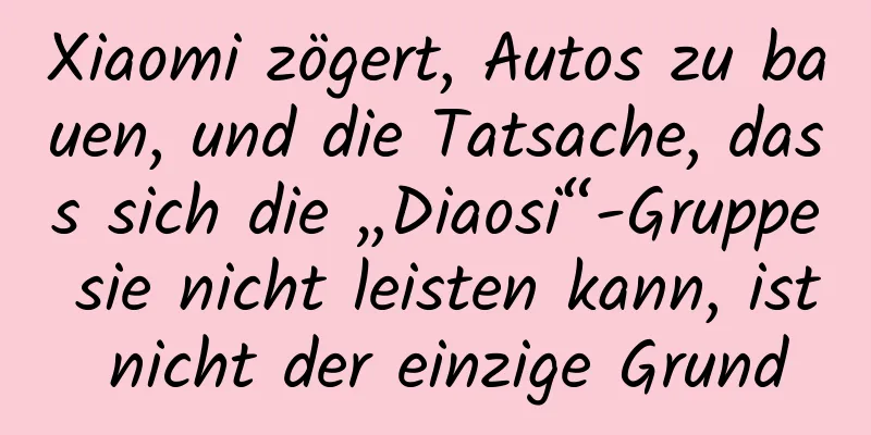 Xiaomi zögert, Autos zu bauen, und die Tatsache, dass sich die „Diaosi“-Gruppe sie nicht leisten kann, ist nicht der einzige Grund