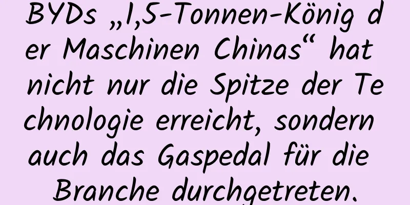 BYDs „1,5-Tonnen-König der Maschinen Chinas“ hat nicht nur die Spitze der Technologie erreicht, sondern auch das Gaspedal für die Branche durchgetreten.