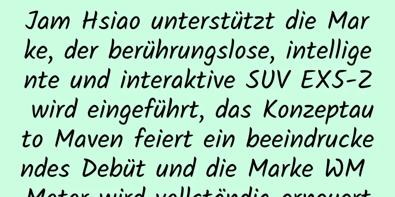 Jam Hsiao unterstützt die Marke, der berührungslose, intelligente und interaktive SUV EX5-Z wird eingeführt, das Konzeptauto Maven feiert ein beeindruckendes Debüt und die Marke WM Motor wird vollständig erneuert