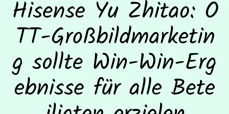 Hisense Yu Zhitao: OTT-Großbildmarketing sollte Win-Win-Ergebnisse für alle Beteiligten erzielen