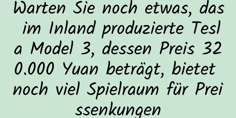 Warten Sie noch etwas, das im Inland produzierte Tesla Model 3, dessen Preis 320.000 Yuan beträgt, bietet noch viel Spielraum für Preissenkungen