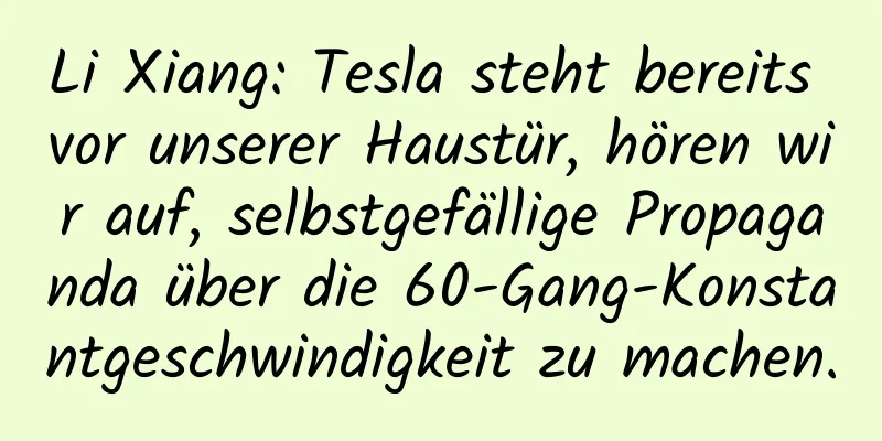 Li Xiang: Tesla steht bereits vor unserer Haustür, hören wir auf, selbstgefällige Propaganda über die 60-Gang-Konstantgeschwindigkeit zu machen.
