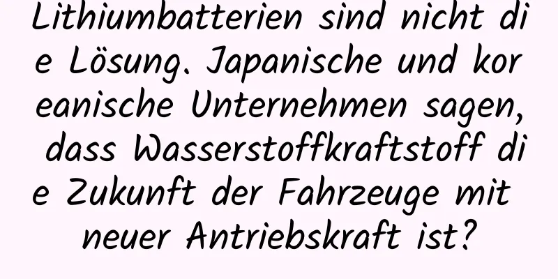 Lithiumbatterien sind nicht die Lösung. Japanische und koreanische Unternehmen sagen, dass Wasserstoffkraftstoff die Zukunft der Fahrzeuge mit neuer Antriebskraft ist?