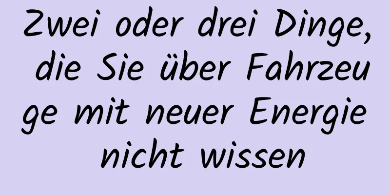 Zwei oder drei Dinge, die Sie über Fahrzeuge mit neuer Energie nicht wissen