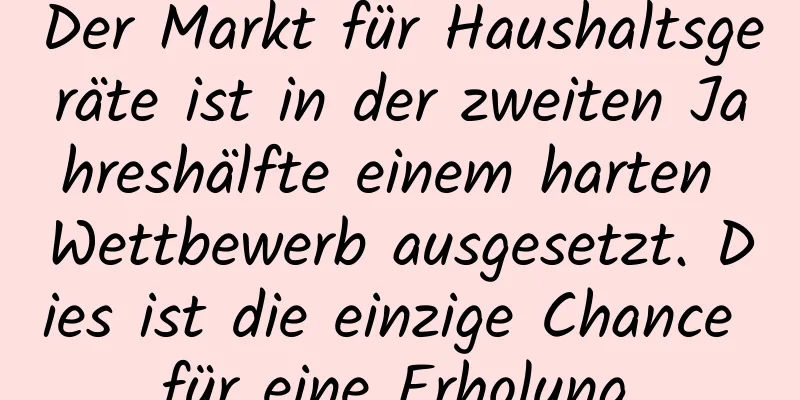 Der Markt für Haushaltsgeräte ist in der zweiten Jahreshälfte einem harten Wettbewerb ausgesetzt. Dies ist die einzige Chance für eine Erholung.