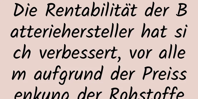 Die Rentabilität der Batteriehersteller hat sich verbessert, vor allem aufgrund der Preissenkung der Rohstoffe