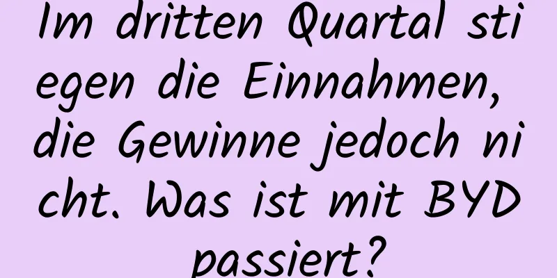 Im dritten Quartal stiegen die Einnahmen, die Gewinne jedoch nicht. Was ist mit BYD passiert?