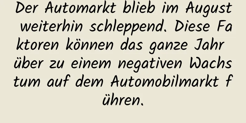 Der Automarkt blieb im August weiterhin schleppend. Diese Faktoren können das ganze Jahr über zu einem negativen Wachstum auf dem Automobilmarkt führen.