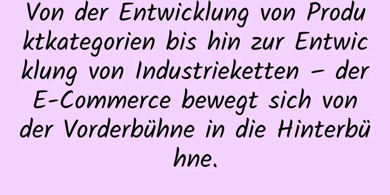 Von der Entwicklung von Produktkategorien bis hin zur Entwicklung von Industrieketten – der E-Commerce bewegt sich von der Vorderbühne in die Hinterbühne.