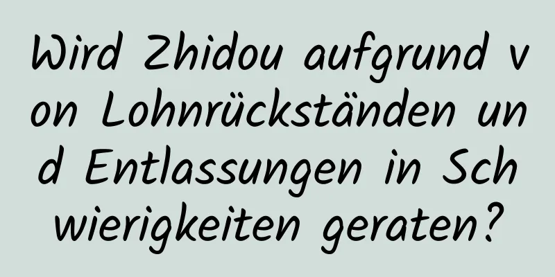 Wird Zhidou aufgrund von Lohnrückständen und Entlassungen in Schwierigkeiten geraten?