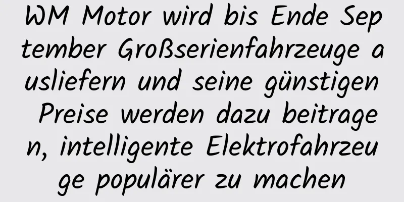 WM Motor wird bis Ende September Großserienfahrzeuge ausliefern und seine günstigen Preise werden dazu beitragen, intelligente Elektrofahrzeuge populärer zu machen