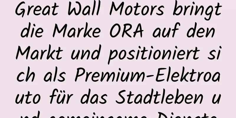 Great Wall Motors bringt die Marke ORA auf den Markt und positioniert sich als Premium-Elektroauto für das Stadtleben und gemeinsame Dienste
