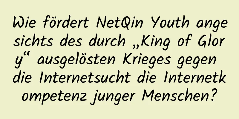Wie fördert NetQin Youth angesichts des durch „King of Glory“ ausgelösten Krieges gegen die Internetsucht die Internetkompetenz junger Menschen?