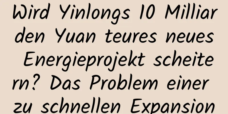 Wird Yinlongs 10 Milliarden Yuan teures neues Energieprojekt scheitern? Das Problem einer zu schnellen Expansion