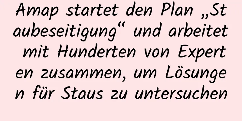 Amap startet den Plan „Staubeseitigung“ und arbeitet mit Hunderten von Experten zusammen, um Lösungen für Staus zu untersuchen