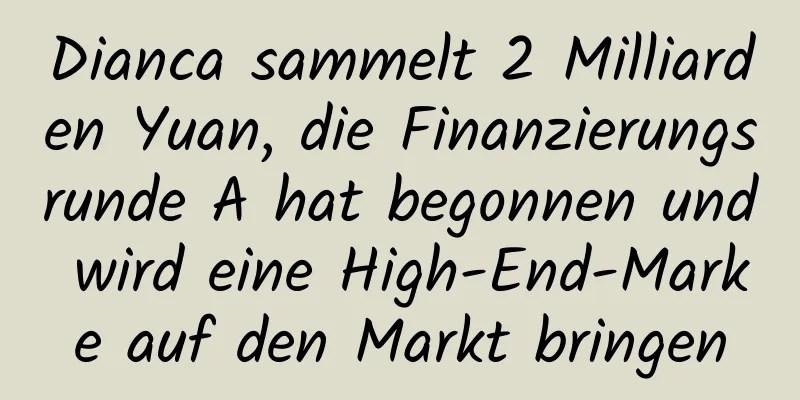 Dianca sammelt 2 Milliarden Yuan, die Finanzierungsrunde A hat begonnen und wird eine High-End-Marke auf den Markt bringen