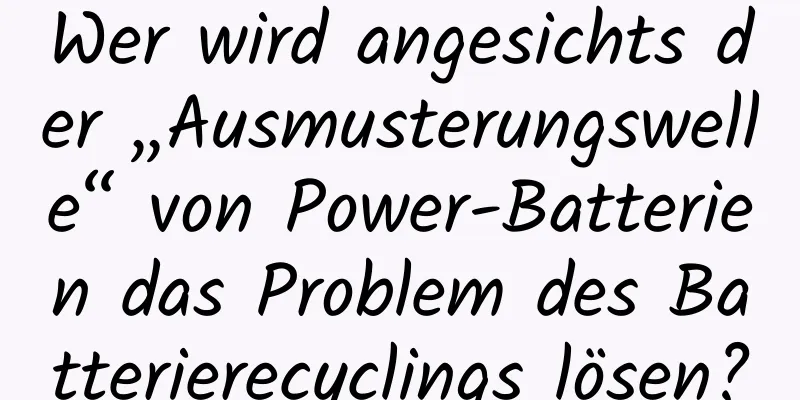 Wer wird angesichts der „Ausmusterungswelle“ von Power-Batterien das Problem des Batterierecyclings lösen?
