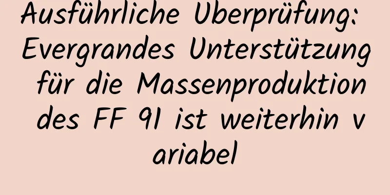 Ausführliche Überprüfung: Evergrandes Unterstützung für die Massenproduktion des FF 91 ist weiterhin variabel