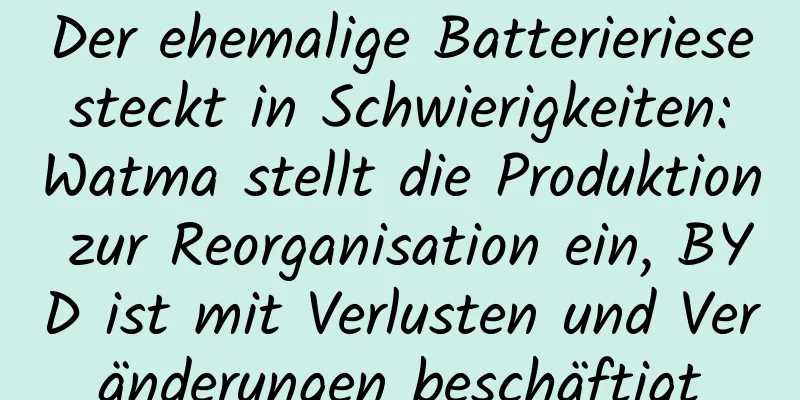 Der ehemalige Batterieriese steckt in Schwierigkeiten: Watma stellt die Produktion zur Reorganisation ein, BYD ist mit Verlusten und Veränderungen beschäftigt