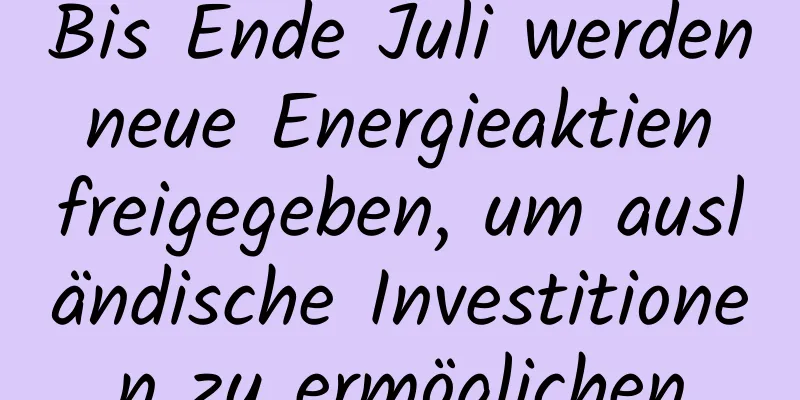 Bis Ende Juli werden neue Energieaktien freigegeben, um ausländische Investitionen zu ermöglichen
