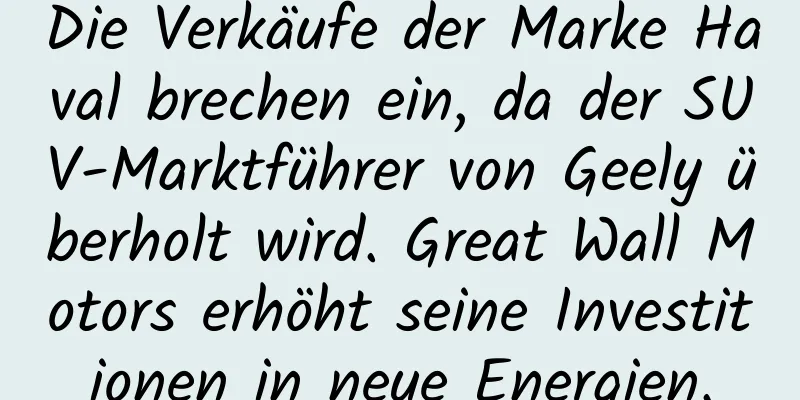 Die Verkäufe der Marke Haval brechen ein, da der SUV-Marktführer von Geely überholt wird. Great Wall Motors erhöht seine Investitionen in neue Energien.