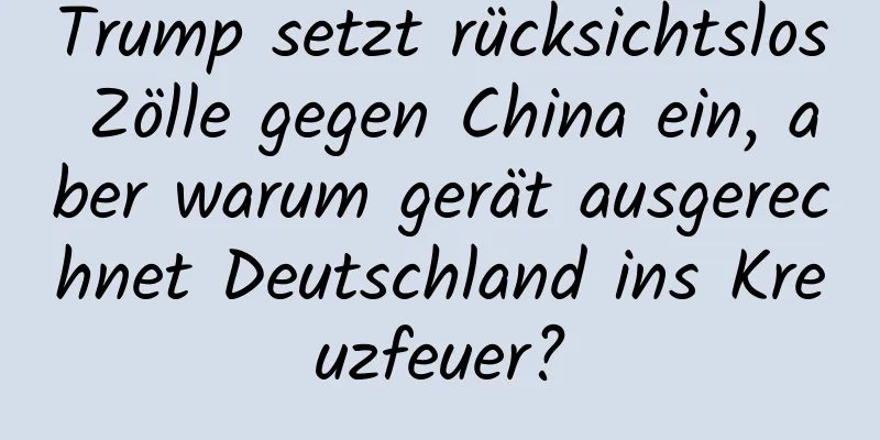 Trump setzt rücksichtslos Zölle gegen China ein, aber warum gerät ausgerechnet Deutschland ins Kreuzfeuer?