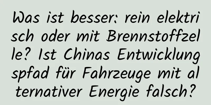 Was ist besser: rein elektrisch oder mit Brennstoffzelle? Ist Chinas Entwicklungspfad für Fahrzeuge mit alternativer Energie falsch?