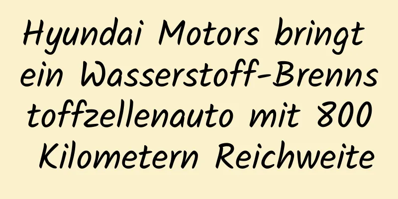 Hyundai Motors bringt ein Wasserstoff-Brennstoffzellenauto mit 800 Kilometern Reichweite