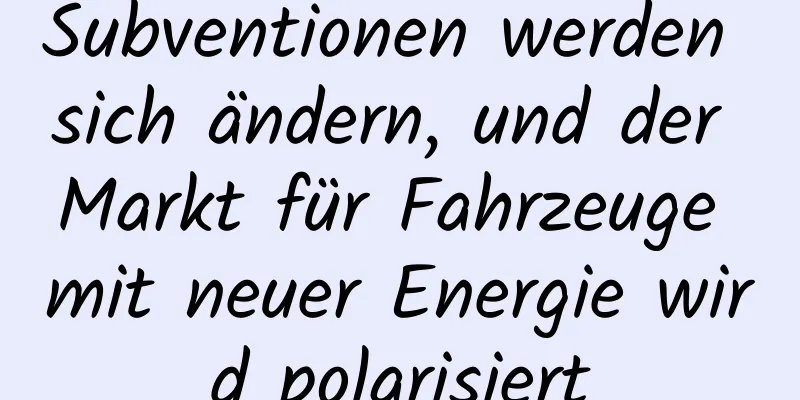 Subventionen werden sich ändern, und der Markt für Fahrzeuge mit neuer Energie wird polarisiert