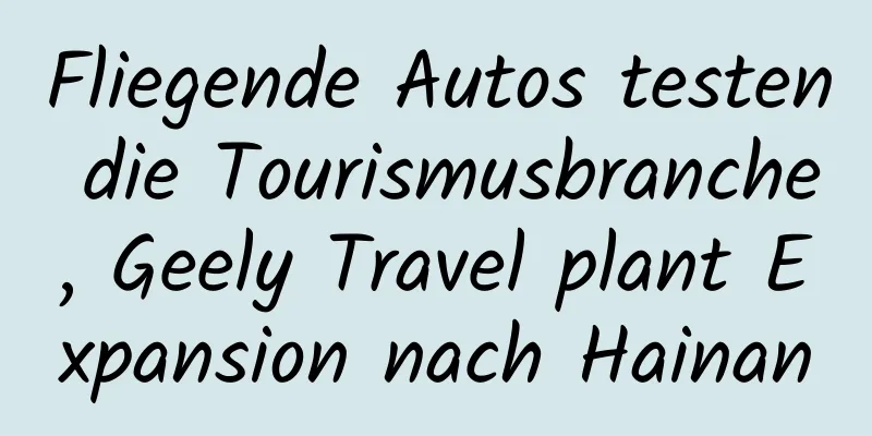 Fliegende Autos testen die Tourismusbranche, Geely Travel plant Expansion nach Hainan
