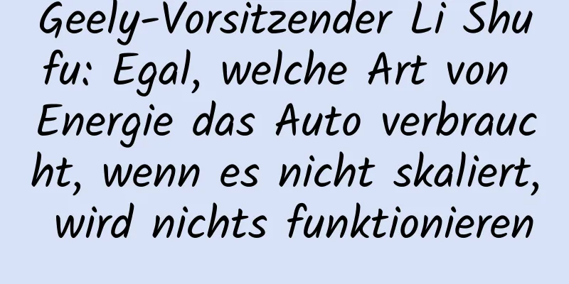 Geely-Vorsitzender Li Shufu: Egal, welche Art von Energie das Auto verbraucht, wenn es nicht skaliert, wird nichts funktionieren