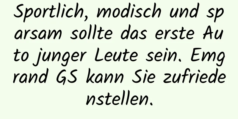 Sportlich, modisch und sparsam sollte das erste Auto junger Leute sein. Emgrand GS kann Sie zufriedenstellen.