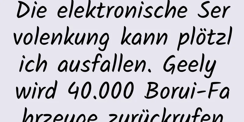 Die elektronische Servolenkung kann plötzlich ausfallen. Geely wird 40.000 Borui-Fahrzeuge zurückrufen