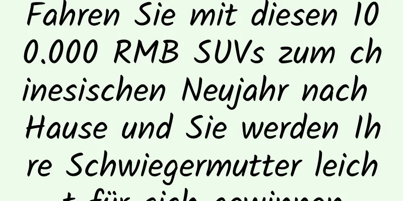Fahren Sie mit diesen 100.000 RMB SUVs zum chinesischen Neujahr nach Hause und Sie werden Ihre Schwiegermutter leicht für sich gewinnen