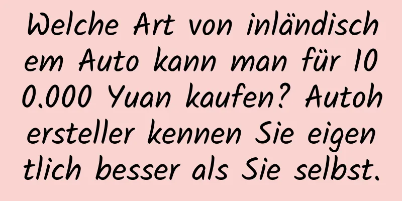 Welche Art von inländischem Auto kann man für 100.000 Yuan kaufen? Autohersteller kennen Sie eigentlich besser als Sie selbst.