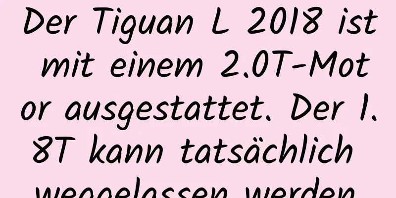 Der Tiguan L 2018 ist mit einem 2.0T-Motor ausgestattet. Der 1.8T kann tatsächlich weggelassen werden.