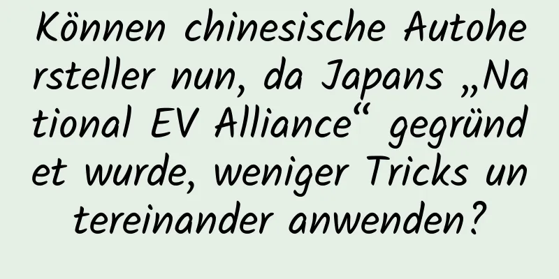 Können chinesische Autohersteller nun, da Japans „National EV Alliance“ gegründet wurde, weniger Tricks untereinander anwenden?