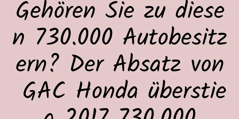 Gehören Sie zu diesen 730.000 Autobesitzern? Der Absatz von GAC Honda überstieg 2017 730.000