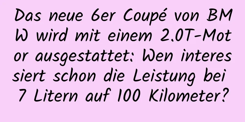 Das neue 6er Coupé von BMW wird mit einem 2.0T-Motor ausgestattet: Wen interessiert schon die Leistung bei 7 Litern auf 100 Kilometer?