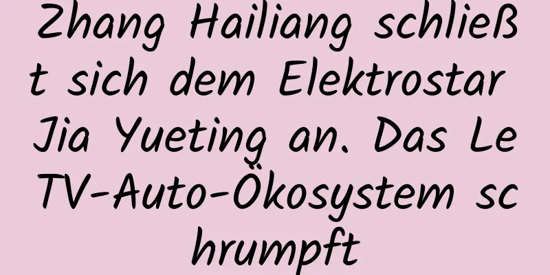 Zhang Hailiang schließt sich dem Elektrostar Jia Yueting an. Das LeTV-Auto-Ökosystem schrumpft