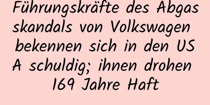 Führungskräfte des Abgasskandals von Volkswagen bekennen sich in den USA schuldig; ihnen drohen 169 Jahre Haft
