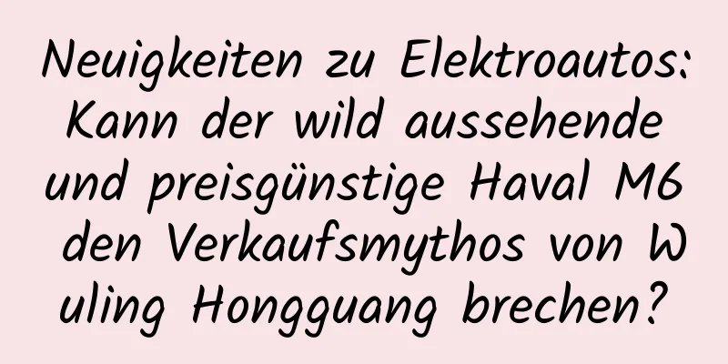Neuigkeiten zu Elektroautos: Kann der wild aussehende und preisgünstige Haval M6 den Verkaufsmythos von Wuling Hongguang brechen?
