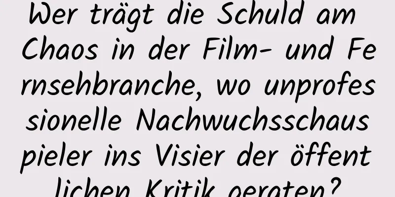 Wer trägt die Schuld am Chaos in der Film- und Fernsehbranche, wo unprofessionelle Nachwuchsschauspieler ins Visier der öffentlichen Kritik geraten?