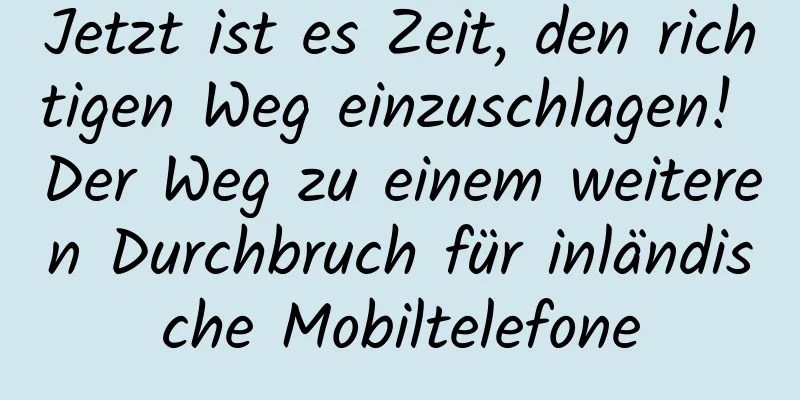 Jetzt ist es Zeit, den richtigen Weg einzuschlagen! Der Weg zu einem weiteren Durchbruch für inländische Mobiltelefone